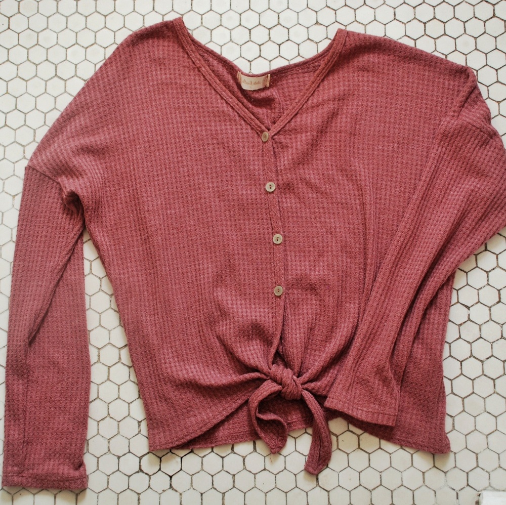 Altar'd State waffled tie shirt